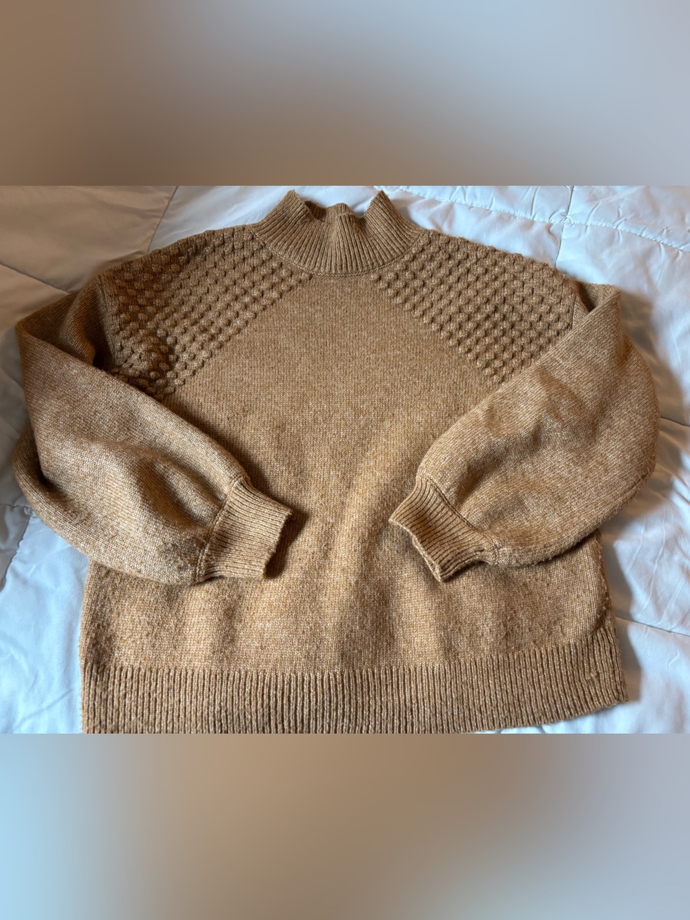 Nine West Camel Textured Cowlneck Sweater